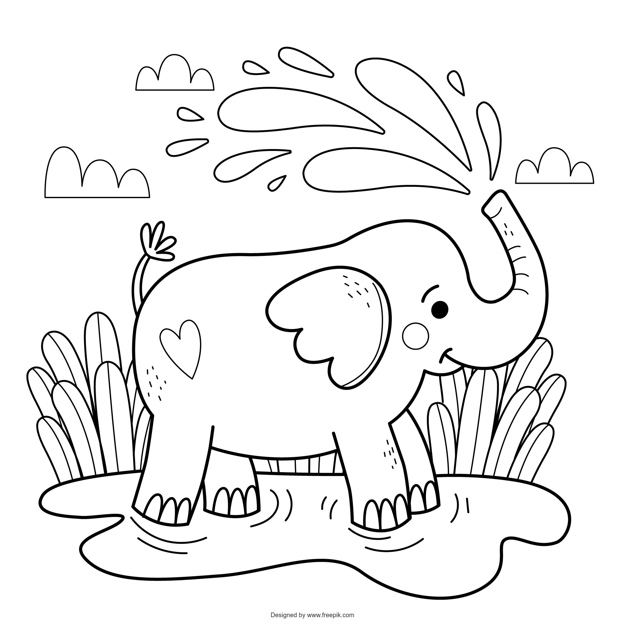 Ilustracion Contorno Elefante Dibujado Mano 23 2149301920