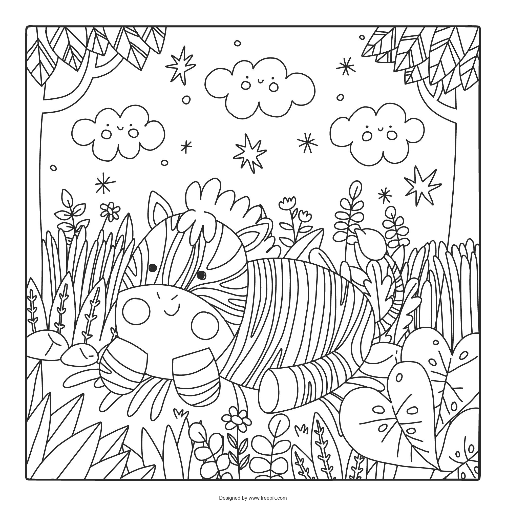 Ilustracion Libro Colorear Kawaii Dibujado Mano 23 2149703933