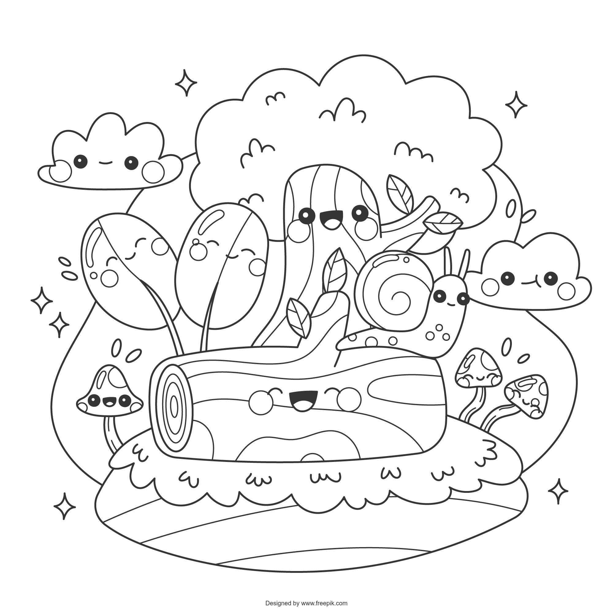 Ilustracion Libro Colorear Kawaii Dibujado Mano 23 2149730313