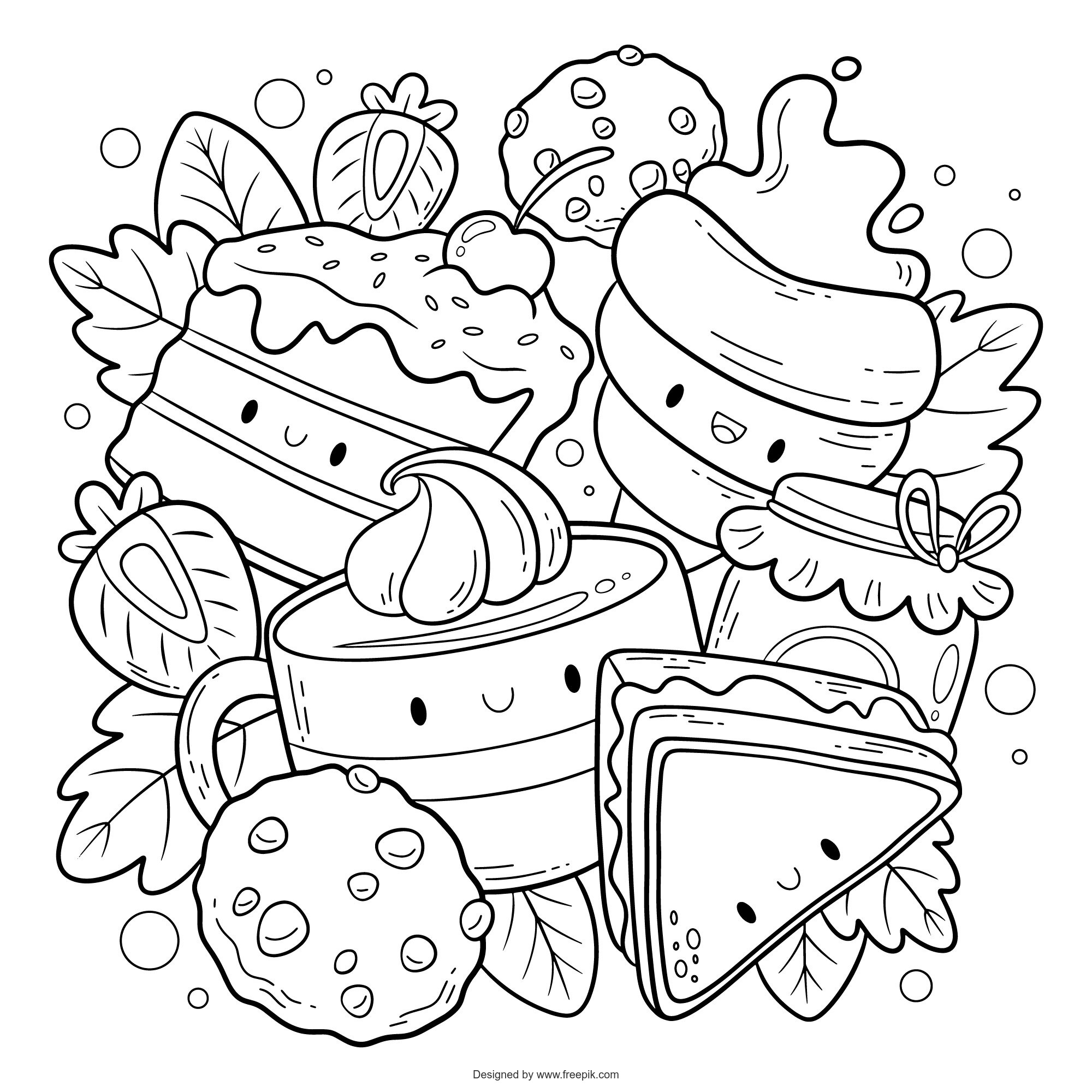 Ilustracion Libro Colorear Kawaii Dibujado Mano 52683 98531