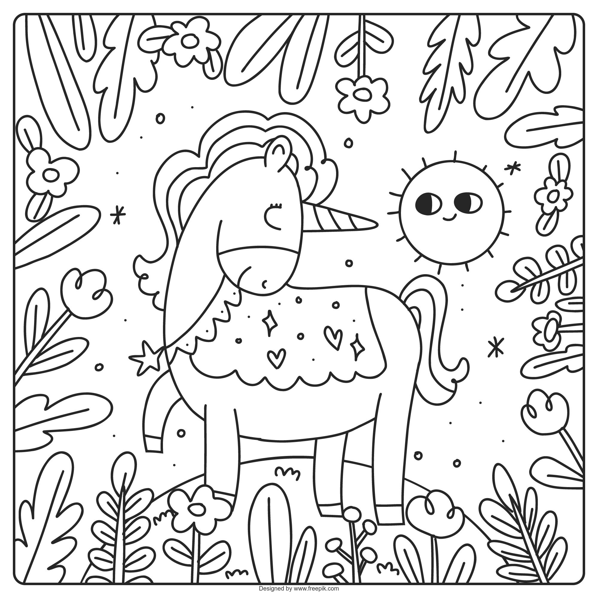 Ilustracion Libro Colorear Unicornio Dibujado Mano 23 2150099360